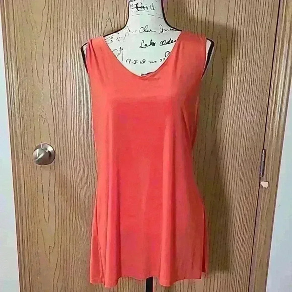 NWT Fashque Studio orange side slit solid basic layering tank tunic - Picture 1 of 3